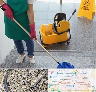 نظافت راه پله در شهرک غرب مشهد