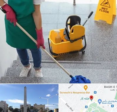 نظافت راه پله در فلکه گاز شیراز