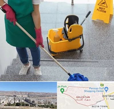 نظافت راه پله در شهرک گلستان شیراز