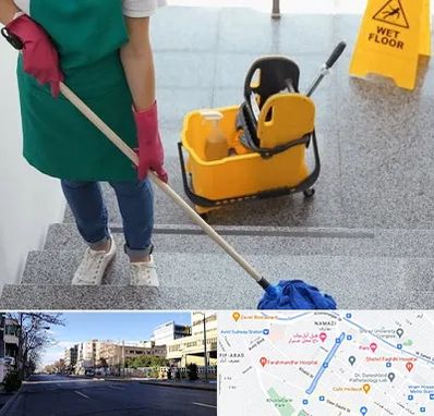 نظافت راه پله در خیابان ملاصدرا شیراز