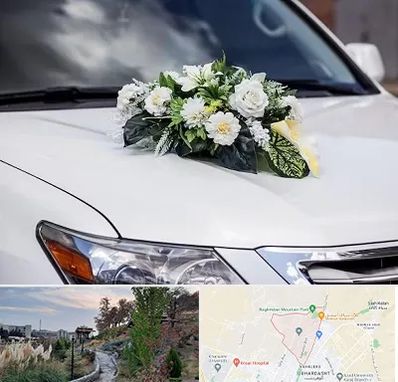 گل آرایی ماشین عروسی در باغستان کرج