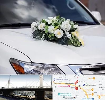 گل آرایی ماشین عروسی در پارک وی