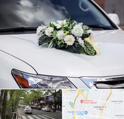 گل آرایی ماشین عروسی در ظفر