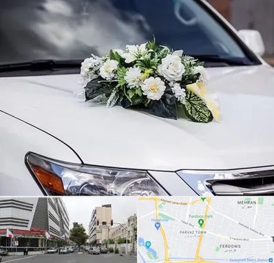 گل آرایی ماشین عروسی در بلوار فردوس