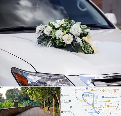 گل آرایی ماشین عروسی در فلکه گاز رشت