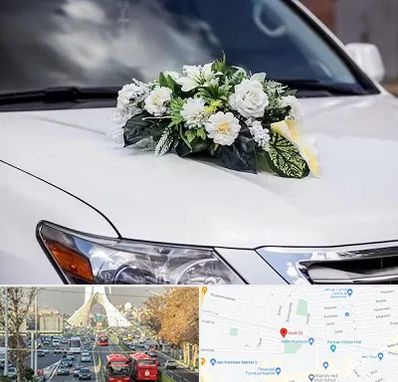 گل آرایی ماشین عروسی در خیابان آزادی