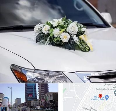 گل آرایی ماشین عروسی در چهارراه طالقانی کرج
