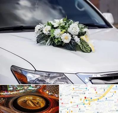 گل آرایی ماشین عروسی در میدان ولیعصر