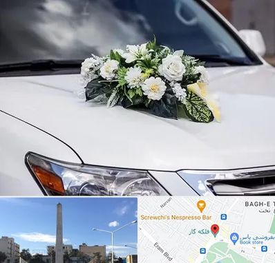 گل آرایی ماشین عروسی در فلکه گاز شیراز